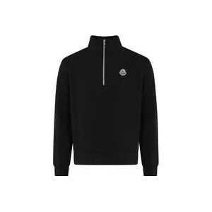 Moncler Heren Half-Zip Sweatshirt Zwart , Black , Heren , Maat: XL