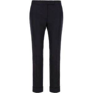 Thom Browne, Dames, Broeken, Blauw, Maat: 3XS Wol,