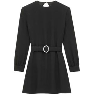 Saint Laurent, Dames, Jurken, Zwart, Maat: S Viscose,