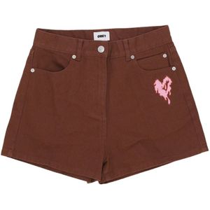 Obey, Dames, Korte broeken, Bruin, Maat: W26 Denim,