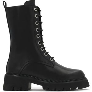 Kazar - Leren Laarzen met Vetersluiting - Zwart - Dames