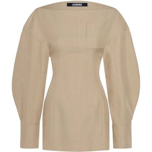 Jacquemus, Dames, Jurken, Beige, Maat: XS Wol,