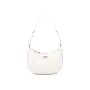 Pinko Witte Mini Love Tas met Kenmerkende Halvemaanvorm , White , Dames , Maat: ONE Size