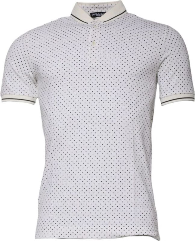 Dolce & Gabbana - Polka Dot Polo T-shirt - Wit - Heren - Katoen