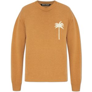 Palm Angels, Heren, Truien, Bruin, Maat: S Katoen,