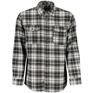 Flannel Shirt - Zwart - Katoenen Overhemd - Lange Mouwen - Italiaanse Kraag