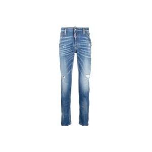 Dsquared2 Blauwe Distressed Skinny Jeans , Blue , Heren , Maat: M