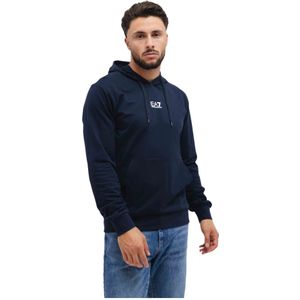 Emporio Armani, Heren, Sweatshirts & Hoodies, Blauw, Maat: XL Katoen,
