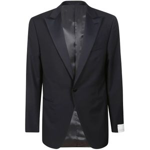 Caruso, Heren, Pakken, Blauw, Maat: M Wol,