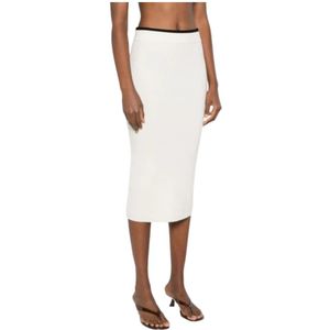 Pinko - Bianco Skirt - Gebreide Midi-Rok - Wit - Wolmix
