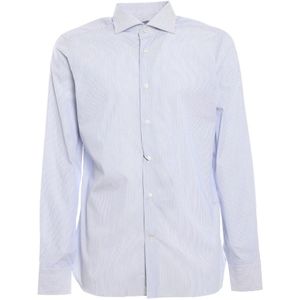 Borriello Napoli, Heren, Overhemden, Blauw, Maat: S Katoen,