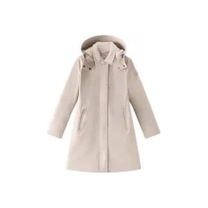 Woolrich Tech Softshell Bruine Trenchcoat , Beige , Dames , Maat: M