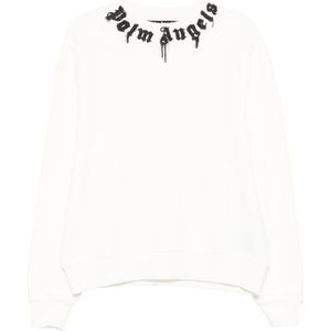 Palm Angels, Heren, Sweatshirts & Hoodies, Wit, Maat: XL Katoen,