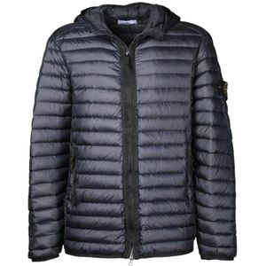 Stone Island, Heren, Jassen, Blauw, Maat: L Nylon,