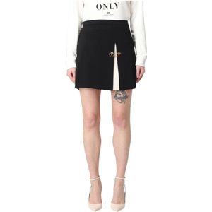 Elisabetta Franchi - Rok - Zwart - Tweekleurig Crêpe - Gouden Detail