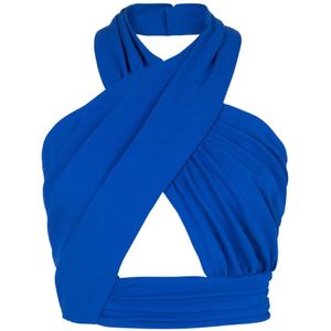 Balmain Blauwe mouwloze top met rits aan de achterkant , Blue , Dames , Maat: M