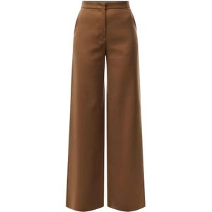 Max Mara, Dames, Broeken, Bruin, Maat: XL Wol,