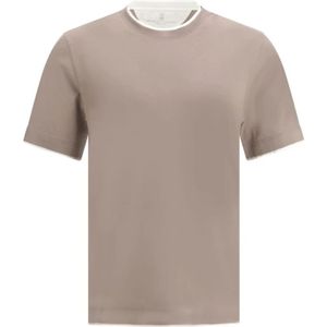 Brunello Cucinelli, Heren, Tops, Bruin, Maat: M Katoen,