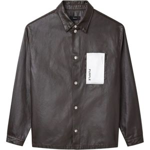 Purple Brand, Heren, Overhemden, Bruin, Maat: XL Katoen,