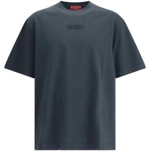 Gucci, Heren, Tops, Blauw, Maat: S Katoen,