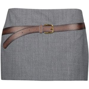 Prada, Dames, Rokken, Grijs, Maat: S Wol,