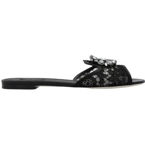 Dolce & Gabbana, Dames, Schoenen, Zwart, Maat: 37 EU Leer,