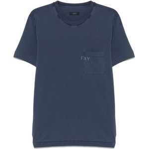 Fay, Heren, Tops, Blauw, Maat: S Katoen,