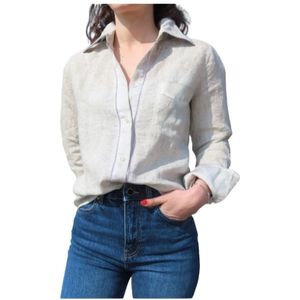 Mason's, Dames, Blouses & Shirts, Beige, Maat: XS Linnen,