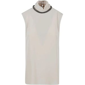 Brunello Cucinelli, Dames, Tops, Beige, Maat: XS