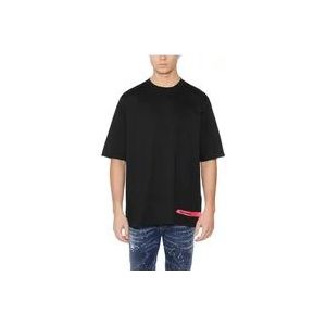 Dsquared2 Vintage Kant U-Single Merino Zijde T-Shirt , Black , Heren , Maat: S
