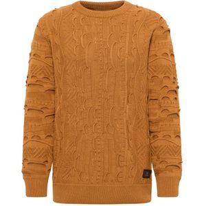 Carlo Colucci - Effen Gebreide Trui - Bruin - Katoen/Acryl