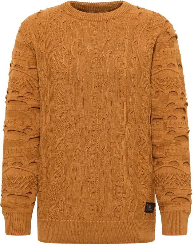 Carlo Colucci - Effen Gebreide Trui - Bruin - Katoen/Acryl