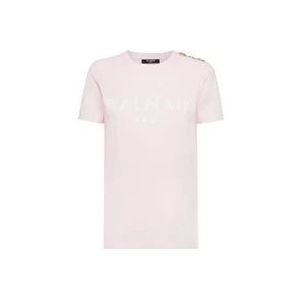 Balmain Lichte en Natuurlijke Roze T-Shirt voor Vrouwen , Pink , Dames , Maat: S