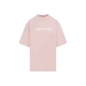 Balenciaga Roze & Paarse Distressed Katoenen T-shirt , Pink , Dames , Maat: S