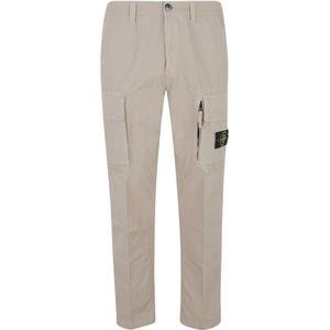 Stone Island, Heren, Broeken, Beige, Maat: W32 Leer,