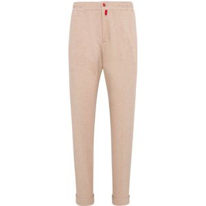 Kiton, Heren, Broeken, Beige, Maat: W40 Katoen,