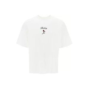 Burberry Geborduurde Roos Loose Fit T-Shirt , White , Heren , Maat: S