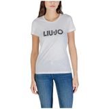 Liu Jo - T-shirt - Wit - Katoen - Dames - Met Strass en Ronde Hals