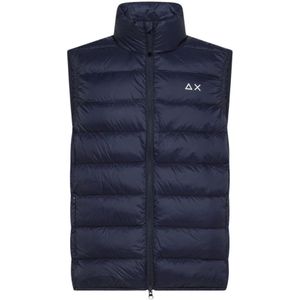 Sun68, Heren, Jassen, Blauw, Maat: S Leer,