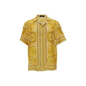 Versace Barocco Print Hawaiian Overhemd , Yellow , Heren , Maat: L