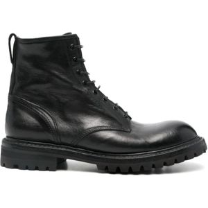 Premiata Zwarte platte veterschoenen van leer , Black , Heren , Maat: 43 EU