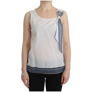Ermanno Scervino - Top - Wit - Mouwloze Katoenen Top met Strikaccent