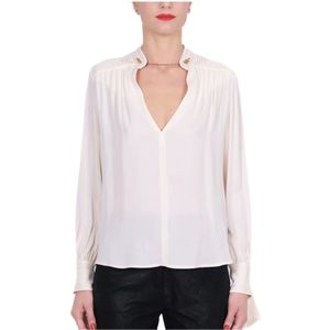 Elisabetta Franchi, Dames, Blouses & Shirts, Beige, Maat: M Viscose,