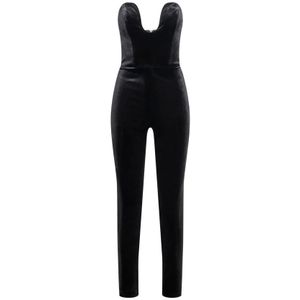 Actualee, Dames, Jumpsuits & Playsuits, Zwart, Maat: M Velours,
