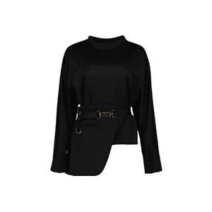 Fendi Katoenen sweatshirt met verwijderbare zak , Black , Dames , Maat: M