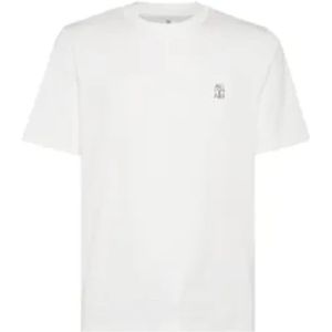 Brunello Cucinelli, Heren, Tops, Wit, Maat: S Jersey,