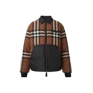Burberry Exaggerated Check Wollen Jas , Brown , Heren , Maat: M
