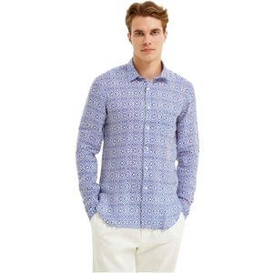 Peninsula, Heren, Overhemden, Blauw, Maat: M Linnen,