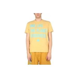 Dsquared2 T-shirts , Yellow , Heren , Maat: XL