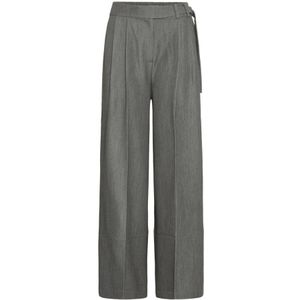 Ichi, Dames, Broeken, Grijs, Maat: S Leer,